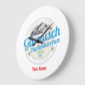 Garmisch Partenkirchen Bayern Vintage Alpen Große Wanduhr (Winkel)