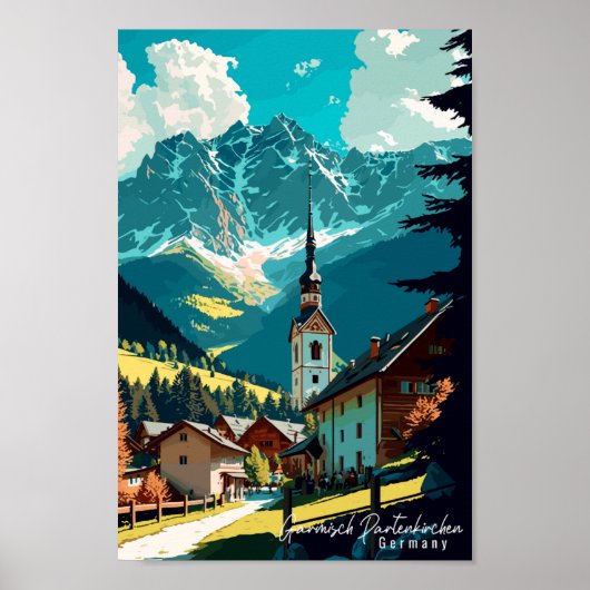 Garmisch Partenkirchen Deutschland Jahrgangsreisen Poster (Vorne)
