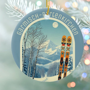 Garmisch-Partenkirchen Deutschland Ski-Souvenir  Keramik Ornament