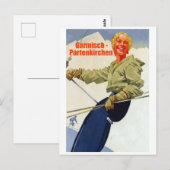 Garmisch-Partenkirchen, Mädchen auf dem Skilift Postkarte (Vorne/Hinten)