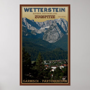 Garmisch - Zugspitze über der Stadt Poster