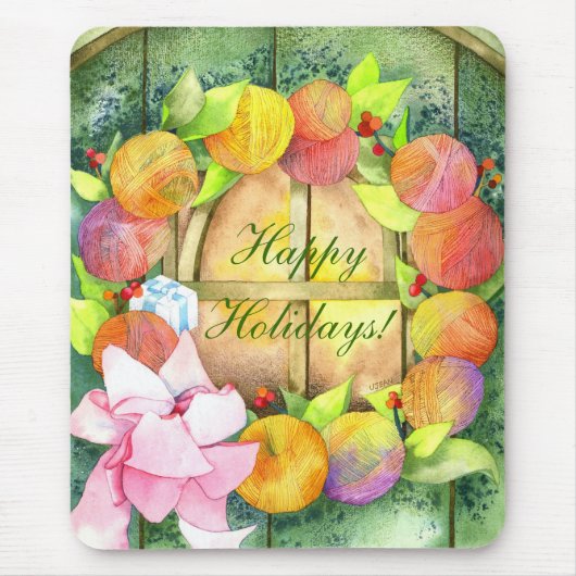 Garn-Ball-Kranz: Weihnachtsgeschenk Mousepad (Vorne)