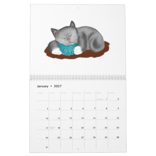 Garn-Ball-und Kätzchen-Kalender Kalender (Jan 2027)
