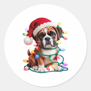 Garn Boxer Hund Nähen Stricken Häkeln Weihnachten Runder Aufkleber
