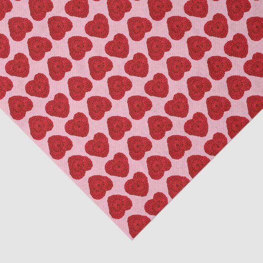 Garn-Herz-Häkelarbeit-Rot + Rosa Seidenpapier (Ausschnitt)