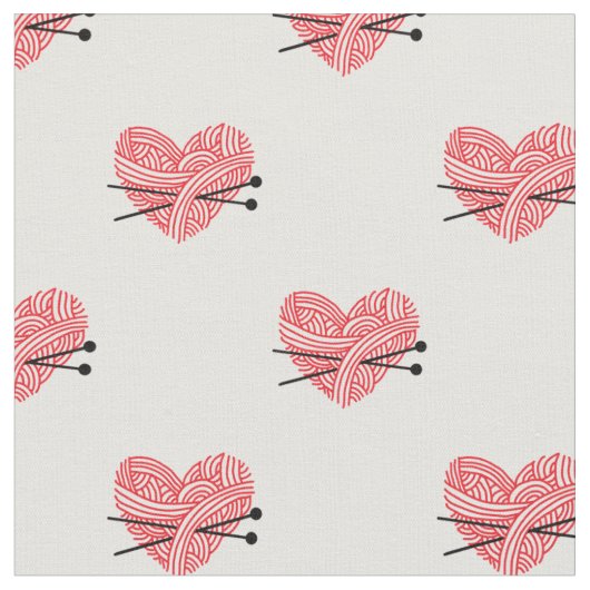 Garn-Herz u. Stricknadel-Handwerks-Muster Stoff (Nahaufnahme)