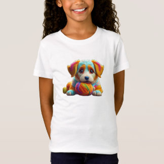 Garn-Hündchen Farbiger Hund aus Garn T-Shirt