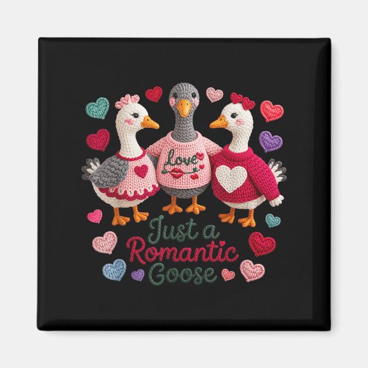Garn Lustiges Valentins- Gans Herzen  Magnet (Vorne)