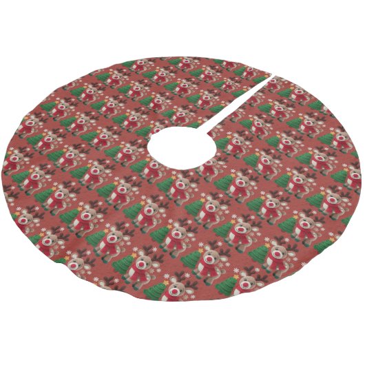 Garn-Rudolph-Baumschürze Polyester Weihnachtsbaumdecke (Schrägansicht)