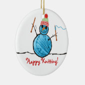 Garn-Schneemann-Stricknadeln Weihnachtsbaum Keramik Ornament (Rechts)