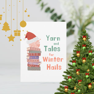 Garn und Geschichten für Wintergrüße zu Weihnachte Postkarte