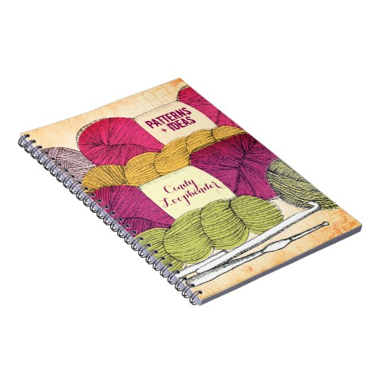 Garnballknäuel-Häkelarbeithaken-Musternotizbuch Notizblock (Rechte Seite)
