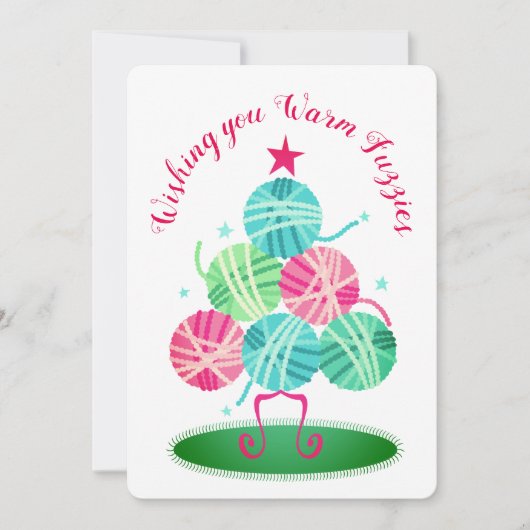 Garnbaumbälle aus Strickfaser Weihnachtskarte Feiertagskarte (Vorderseite)