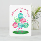 Garnbaumbälle aus Strickfaser Weihnachtskarte Feiertagskarte (Stehend Vorderseite)