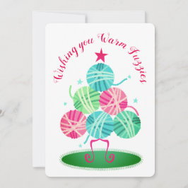 Garnbaumbälle aus Strickfaser Weihnachtskarte Feiertagskarte