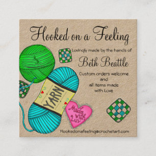 Garne auf dem Platz/Crochet/Visitenkarten Quadratische Visitenkarte