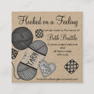Garne auf dem Platz/Crochet/Visitenkarten Quadratische Visitenkarte