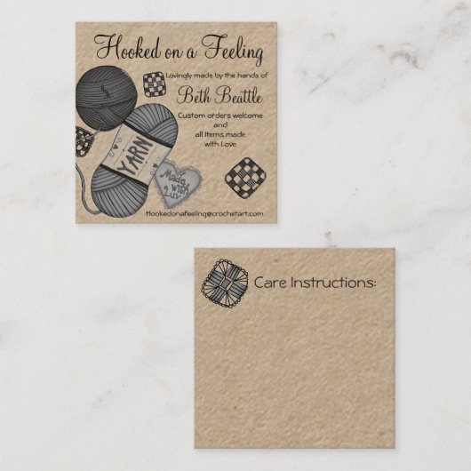 Garne auf dem Platz/Crochet/Visitenkarten Quadratische Visitenkarte (Vorne/Hinten)