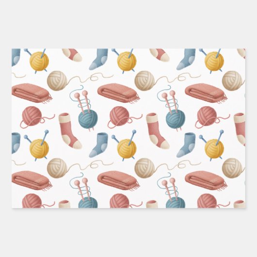 Garne aus Cartoon, Decken und Socken Geschenkpapier Set (Vorderseite 3)