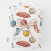 Garne aus Cartoon, Decken und Socken Geschenkpapier Set (Beispiel)