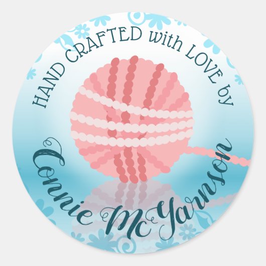 Garne aus Strickfaser, handgefertigt mit Aufkleber (Vorderseite)