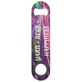 Garne + Bier = Glücklicher Beer Flaschenkeller Speed Flaschenöffner (Vorderseite)