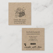 Garne Handmade Strick Goods Kraft Quadratische Visitenkarte (Vorne/Hinten)