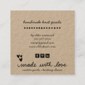Garne Handmade Strick Goods Kraft Quadratische Visitenkarte (Rückseite)