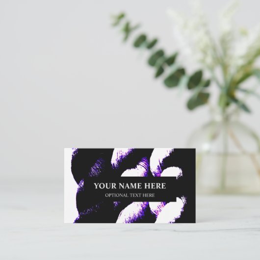 Garne Knittern Lila Schwarz Weiß Visitenkarte (Stehend Vorderseite)
