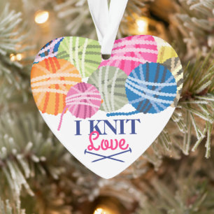 Garne Stricknadeln Liebe personalisiert Weihnachte Ornament