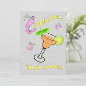 Garnele-Cartoon-Cocktail-Party Einladung (Stehend Vorderseite)