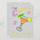 Garnele-Cartoon-Cocktail-Party Einladung (Vorne/Hinten)