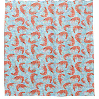 Garnele-Garnelen-korallenroter Ozean sprudelt Duschvorhang