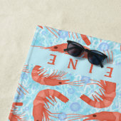 Garnele-Garnelen-korallenroter Ozean sprudelt Strandtuch (Beispiel)