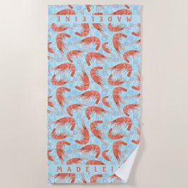 Garnele-Garnelen-korallenroter Ozean sprudelt Strandtuch