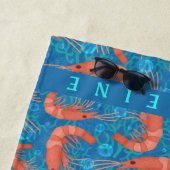 Garnele-Garnelen-korallenroter Ozean sprudelt Strandtuch (Beispiel)