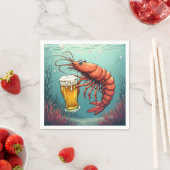 Garnele hält ein Glas Bier Serviette (Beispiel)