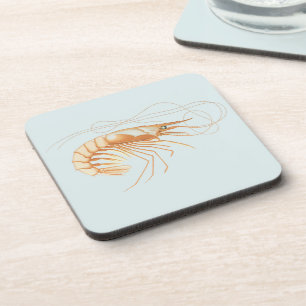 Garnele oder Prawn, Vintage Meeresleben Ozean Tier Getränkeuntersetzer