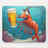 Garnelen, die ein Bier-Glas halten Mousepad (Vorne)