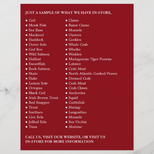 Garnelen-Display, Fischmonger/Ehefrau, Fischmarkt Flyer (Hinten)