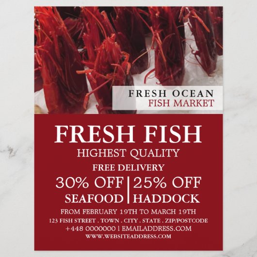 Garnelen-Display, Fischmonger/Ehefrau, Fischmarkt Flyer (Vorne)