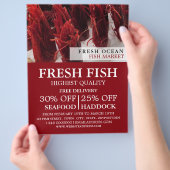 Garnelen-Display, Fischmonger/Ehefrau, Fischmarkt Flyer (Hand)