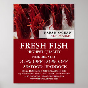 Garnelen-Display, Fischmonger/Ehefrau, Fischmarkt Poster