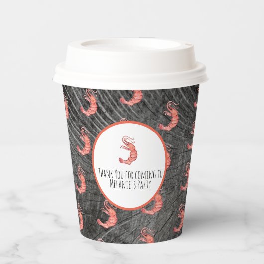 Garnelen Hand Wasserfarbe Meeresfrüchte Krabbe Rus Pappbecher (Vorderseite)