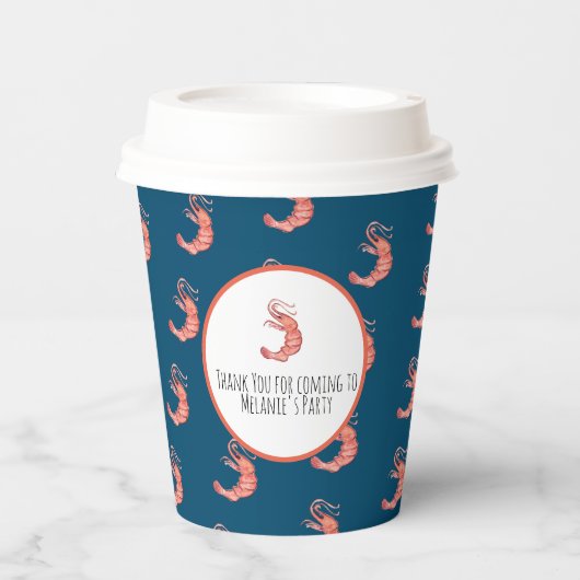 Garnelen Hand Wasserfarbe Meeresfrüchte Krabbenkoh Pappbecher (Vorderseite)