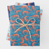 Garnelen Korallenmeerblasen Nautische Muster Geschenkpapier Set (Beispiel)