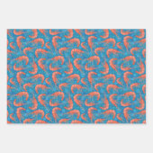 Garnelen Korallenmeerblasen Nautische Muster Geschenkpapier Set (Vorderseite)