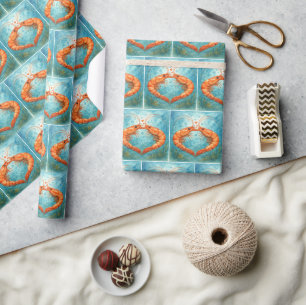 Garnelen küssen sich unter Wasser mit Herzen Geschenkpapier