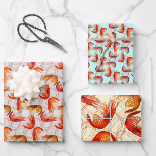 Garnelen-Langantennen-Muster Geschenkpapier Set