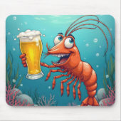 Garnelen mit einem Glas Bier unter Wasser Mousepad (Vorne)